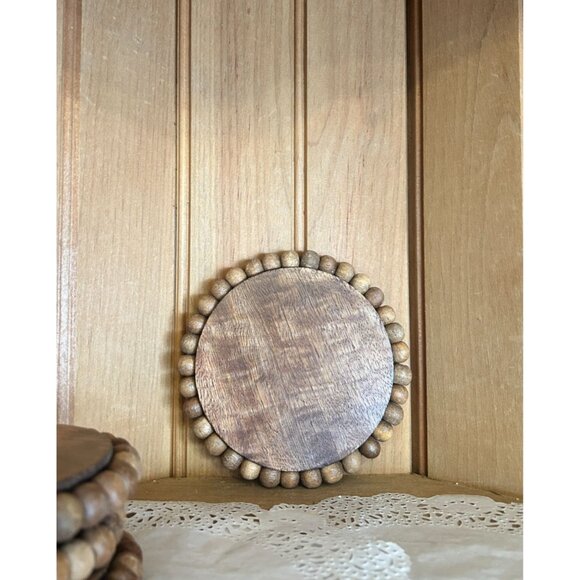 Set of 4 Robert Stanley Signature Collection Fall Wood Bead Coasters - Picture 2 of 5